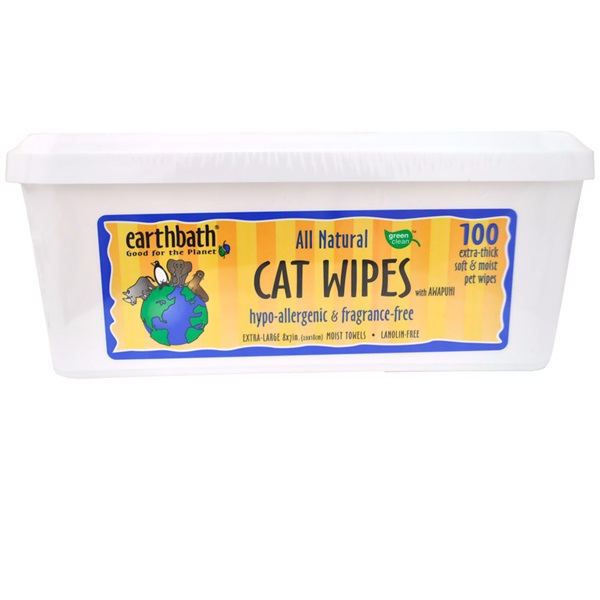 [해외] 얼스배스 고양이용 저자극 물티슈(100장) Earthbath Hypo-Allergenic Cat Wipes (100 wipes)