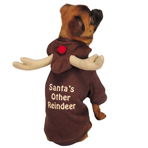 [해외]크리스마스 사슴 후드티 브라운 Casual Canine Reindeer Hoodie Brown - MEDIUM