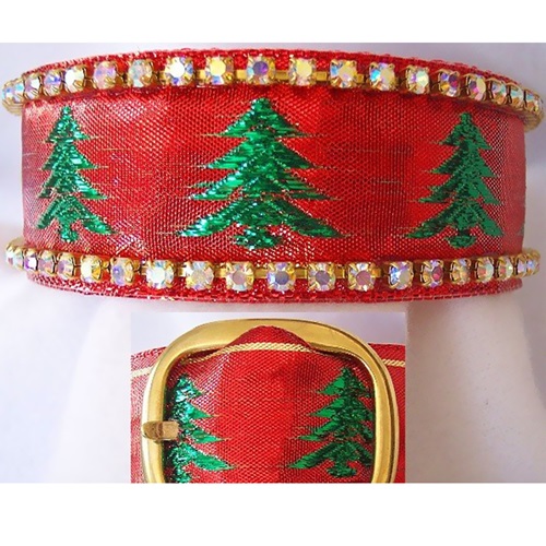 [해외]Rhinestone Dog Collars - Christmas Tree Glitter (Medium/Large)
