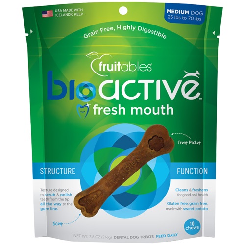 [해외] 푸르터블 후레쉬 덴탈츄 미디엄(10개) Fruitables BioActive Fresh Mouth Dental Chews - Medium (10 Count)
