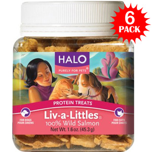 [해외]할로 연어 트릿 1.6 oz*6팩 6 Pack Halo Liv-a-Littles Grain-Free 100% Wild Salmon Freeze-Dried Dog &amp; Cat Treats, 1.6-oz